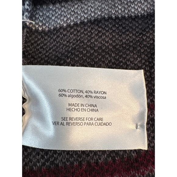 Mens Eddie Bauer Black Gray Mock Neck 1/4 Zip Fair Isle Sweater Nordic Print L - Picture 5 of 6